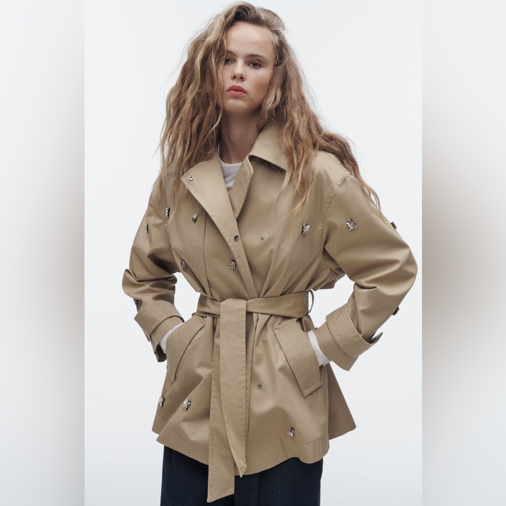 ZARA JEWEL APPLIQUÉ TRENCH COAT